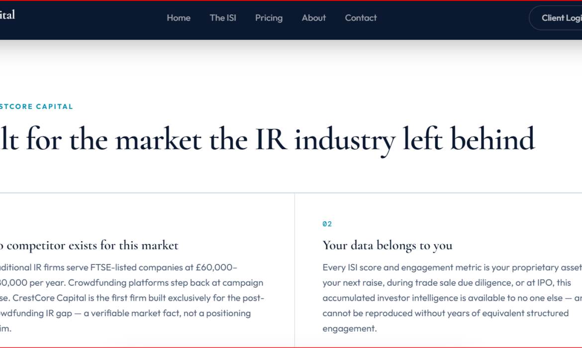 CrestCore Capital website by Orion Global Consulting
